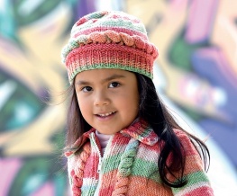 Kindermütze aus Linie 110 Timona Design Color 320 - lila/rosa (100g)