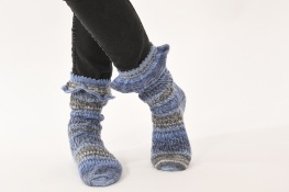 Socken mit Zopfmuster aus Linie 12 Street Design Color 114 - Blau/Grün-Töne | 40/41 - 42/43 (150g)