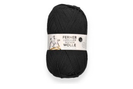 Ferner Wolle Lungauer Sockenwolle 6-fach Merino UNI 06 - Schwarz