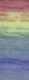 Lana Grossa Silkhair print 375 - Hellrot/Rot/Zitrusgelb/Petrol/Hellblau/Blau