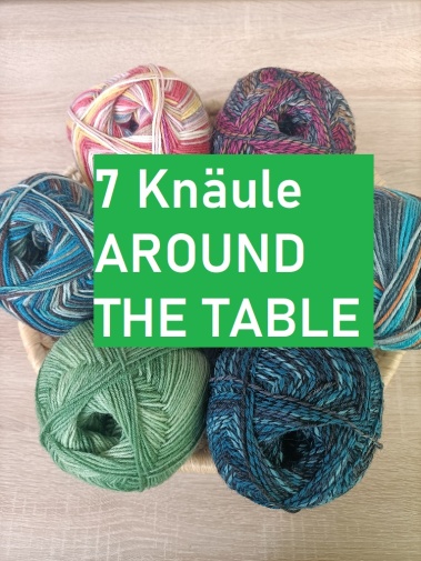 Sockenwollpaket "Around the table" 7x 100g 4-fach 7x100g gedeckte Farben