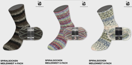 Spiralsocken aus 4/6 und 8-fach Sockenwolle (PDF) 