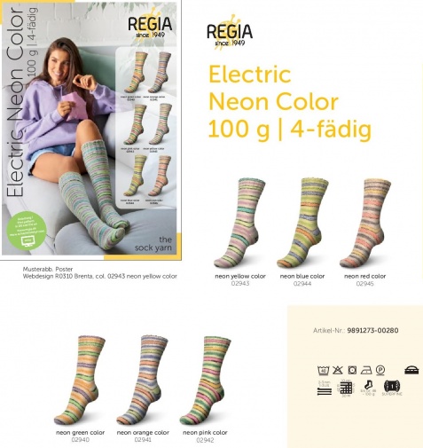Sortiment - 6x 100g REGIA 4-fach Electric Neon Color 